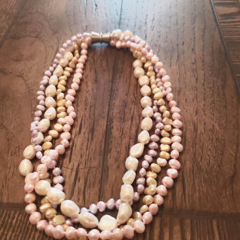 Gorgeous Four Layered Natural Pearl Necklace